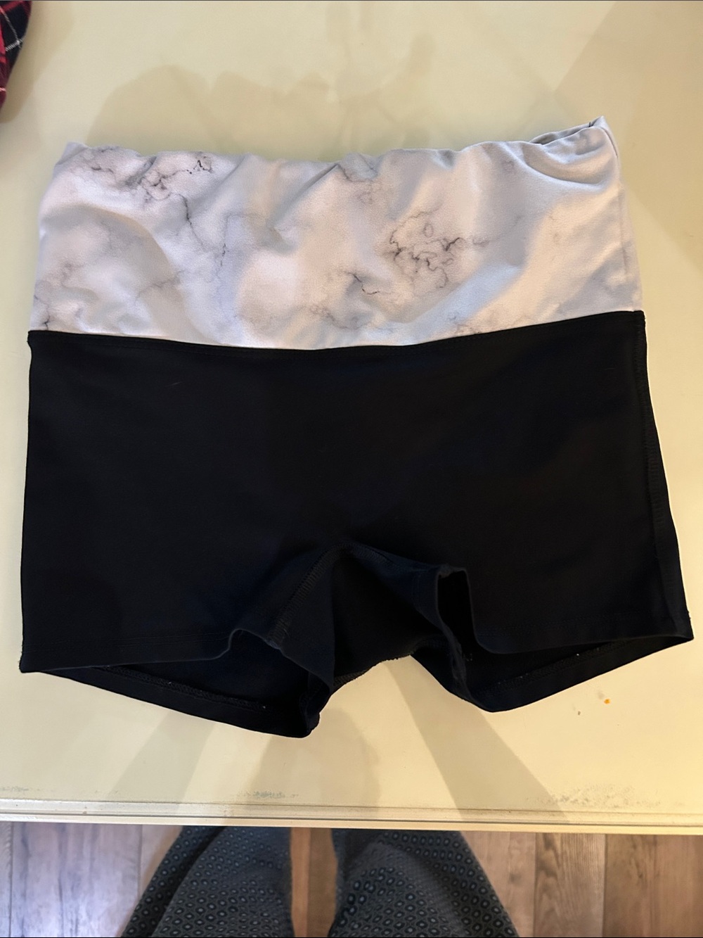 Marble-Panel Athletic Shorts - Black/White